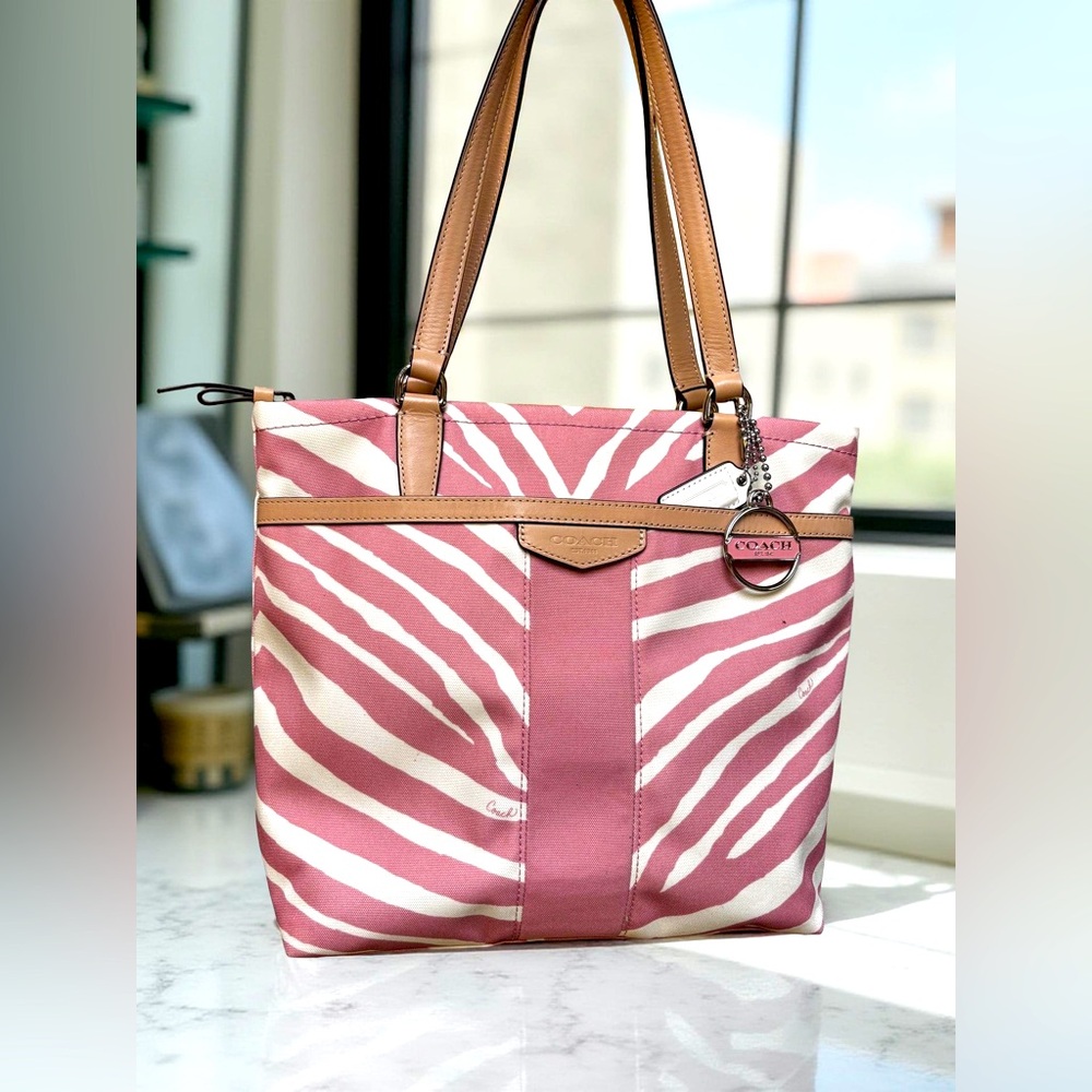 Coach Pink Zebra Stripe Tote Bag